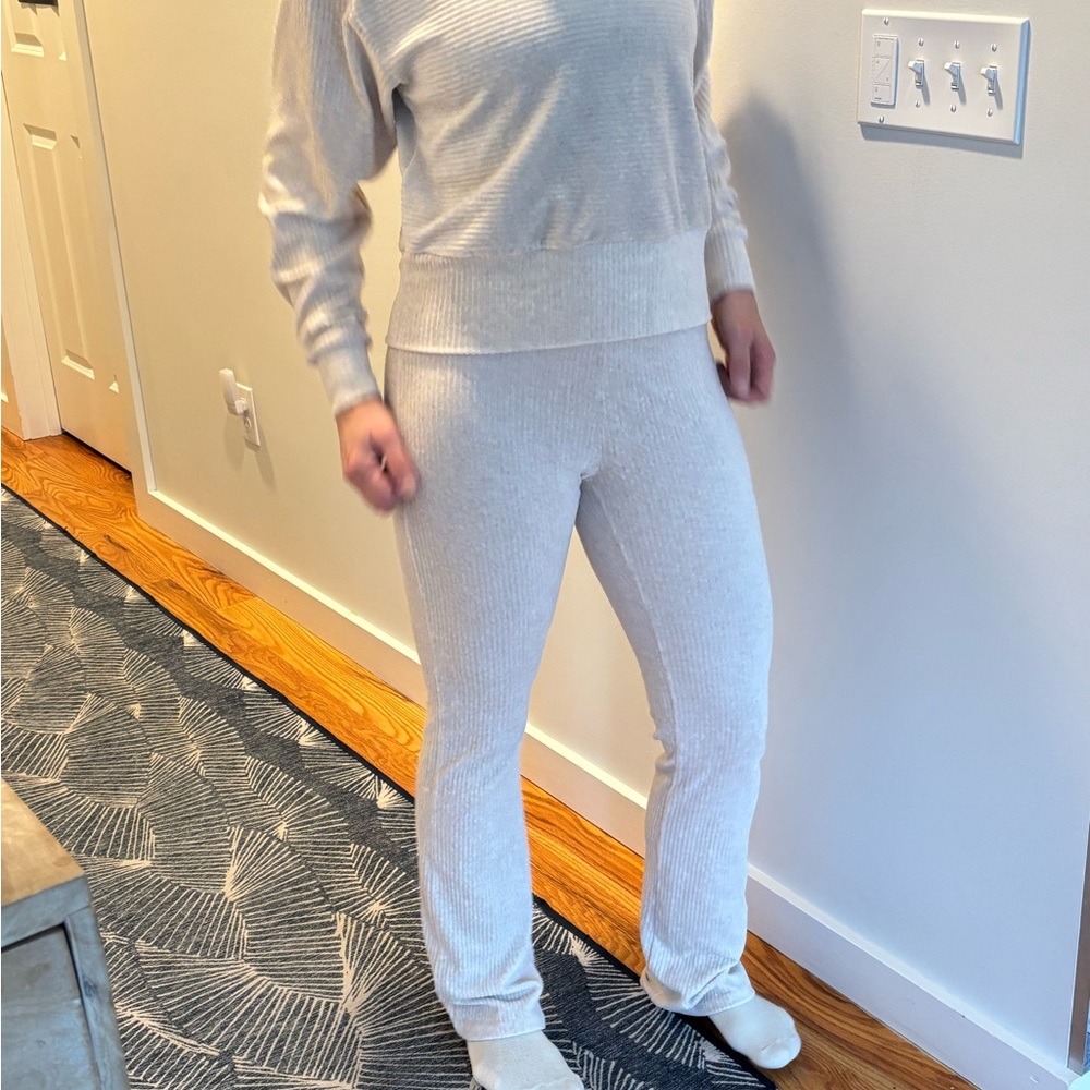 Prana Cream Ribbed Knit Set - Top and Pants